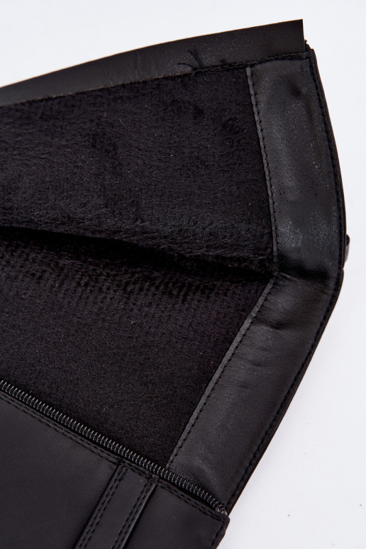 Damenstiefel mit niedrigem Absatz bis zum Knie mit Schnallen in schwarzer Farbe Orlisa