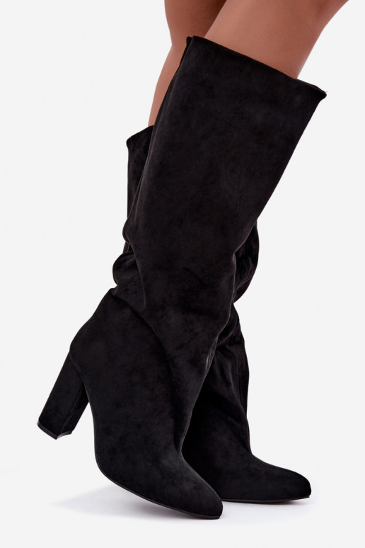 Schlüpfschuhe bis zum Knie mit Absätzen in schwarzer Farbe Emeline