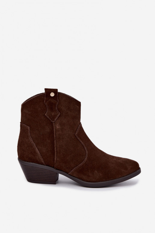 Big Star gefütterte schokoladenbraune Cowboy-Stiefeletten mit Absatz