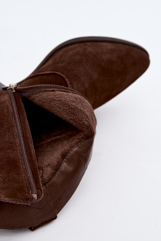 Big Star gefütterte schokoladenbraune Cowboy-Stiefeletten mit Absatz