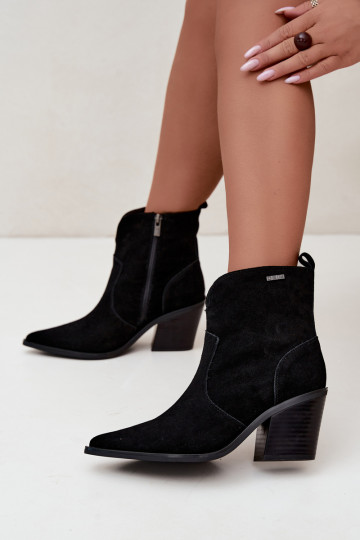 Big Star schwarze Cowboy-Stiefeletten mit Absatz