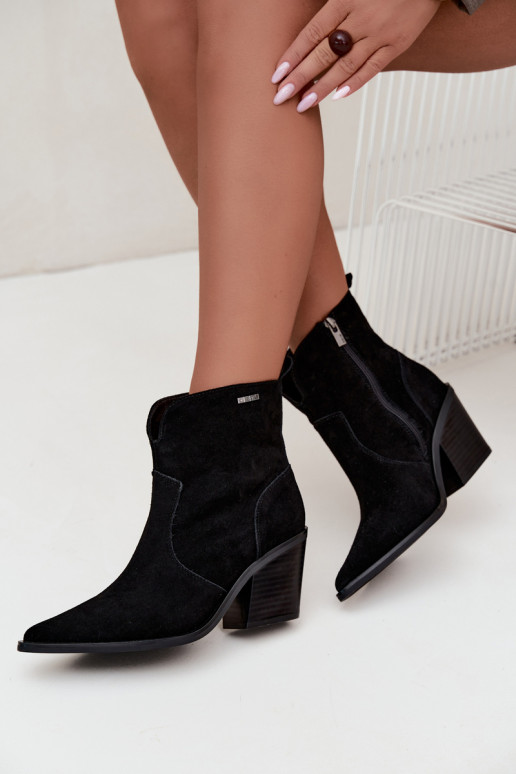 Big Star schwarze Cowboy-Stiefeletten mit Absatz