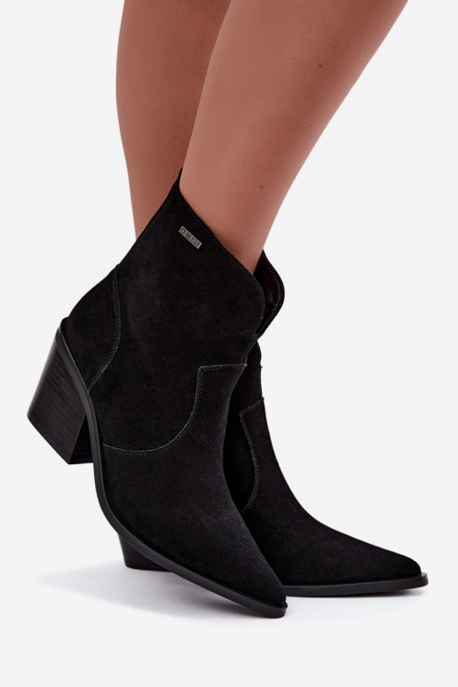 Big Star schwarze Cowboy-Stiefeletten mit Absatz