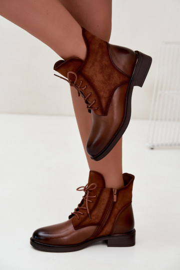 Ismerae braune Stiefeletten mit breiten Absätzen 2