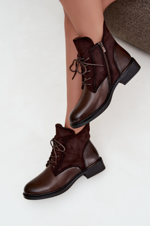 Ismerae schokoladenbraune Stiefeletten mit breiten Absätzen