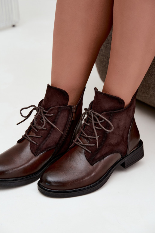 Ismerae schokoladenbraune Stiefeletten mit breiten Absätzen