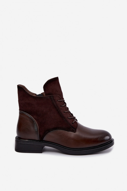 Ismerae schokoladenbraune Stiefeletten mit breiten Absätzen