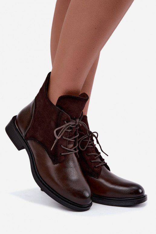 Ismerae schokoladenbraune Stiefeletten mit breiten Absätzen