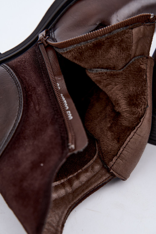Ismerae schokoladenbraune Stiefeletten mit breiten Absätzen