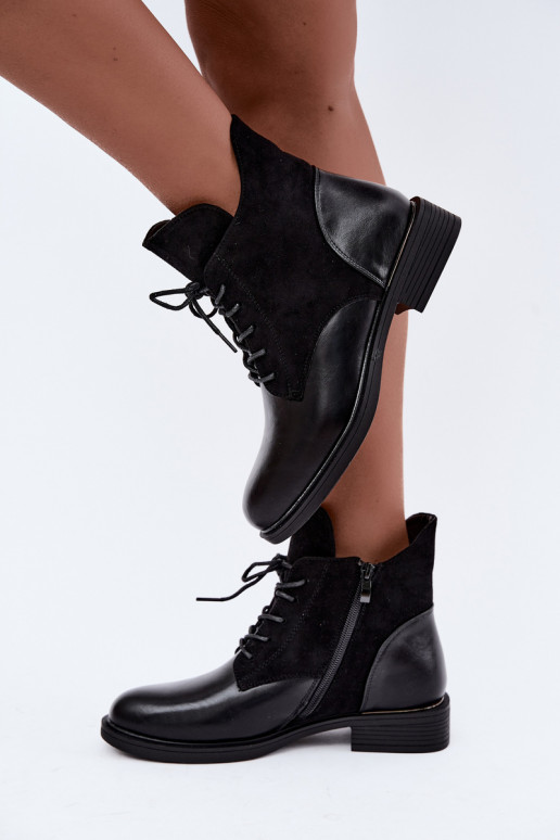 Ismerae schwarze Stiefeletten mit breiten Absätzen