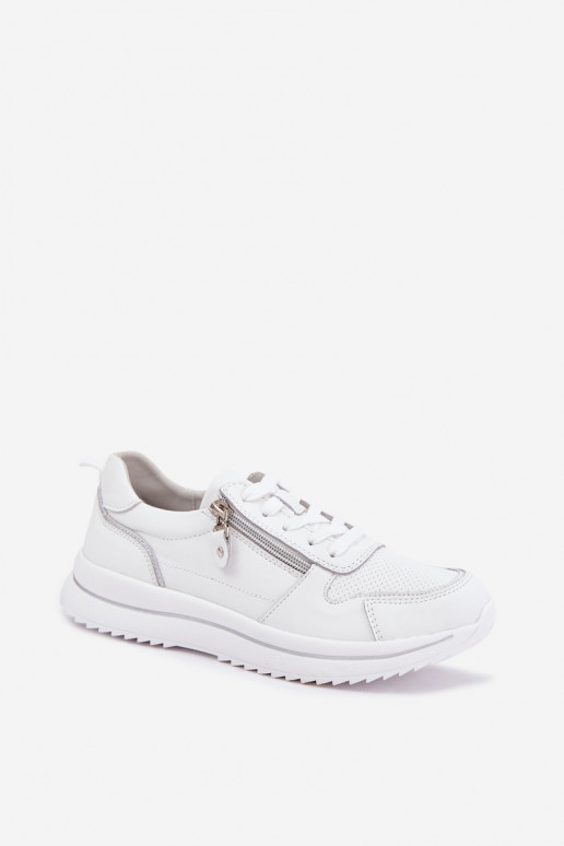 Oselia Leder-Sneaker mit dekorativem Reißverschluss in weiß
