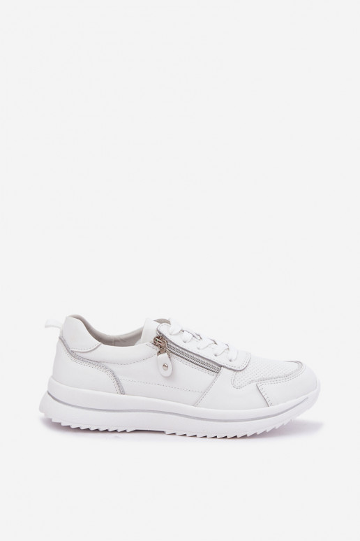 Oselia Leder-Sneaker mit dekorativem Reißverschluss in weiß
