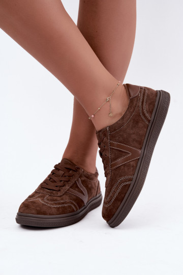 Cariva braune Leder- und Veloursleder-Sneaker