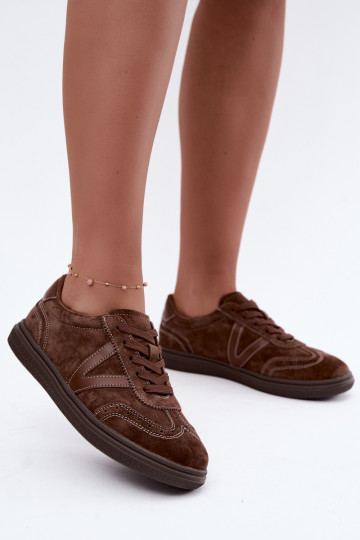 Cariva braune Leder- und Veloursleder-Sneaker 2