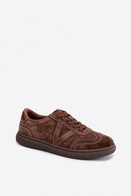 Cariva braune Leder- und Veloursleder-Sneaker
