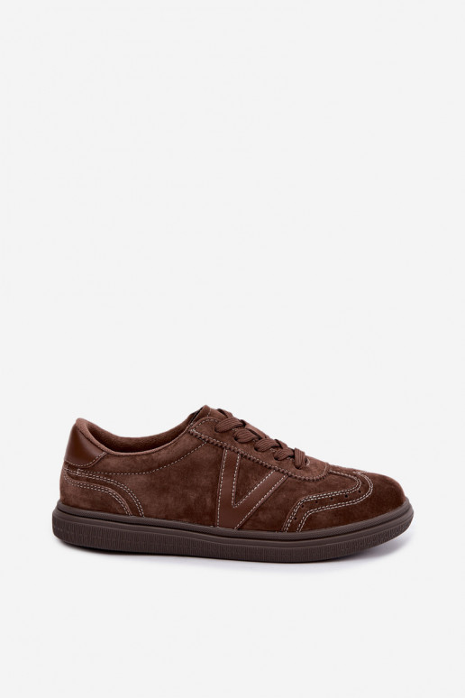 Cariva braune Leder- und Veloursleder-Sneaker