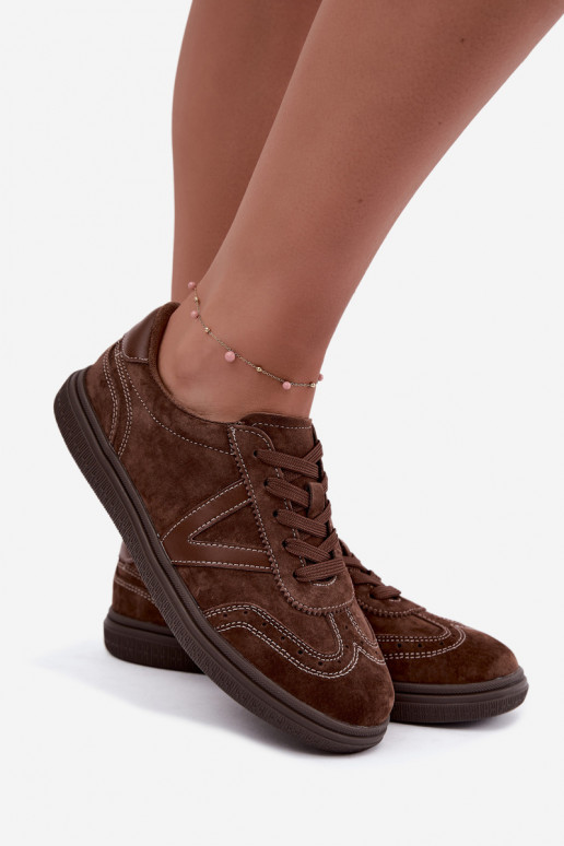 Cariva braune Leder- und Veloursleder-Sneaker