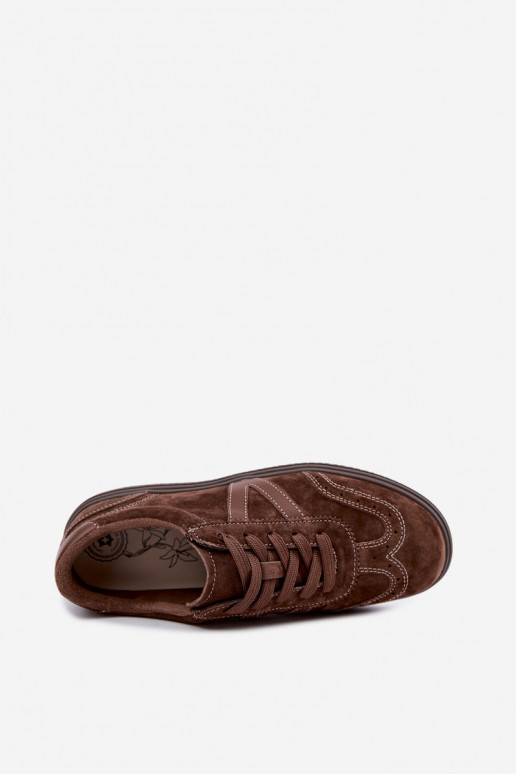 Cariva braune Leder- und Veloursleder-Sneaker