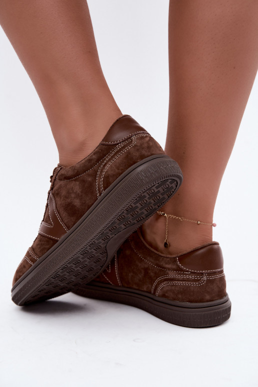 Cariva braune Leder- und Veloursleder-Sneaker