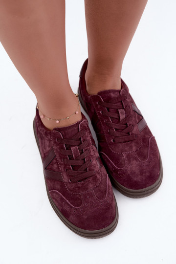 Cariva bordeaux Leder- und Veloursleder-Sneaker