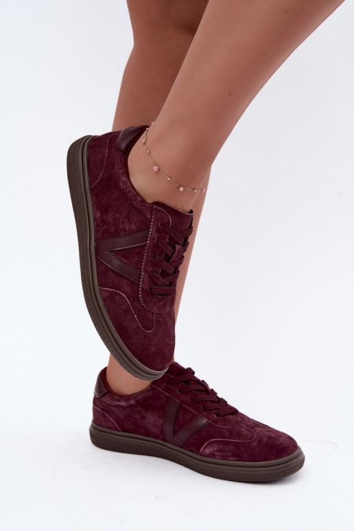 Cariva bordeaux Leder- und Veloursleder-Sneaker