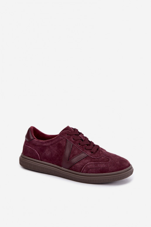 Cariva bordeaux Leder- und Veloursleder-Sneaker