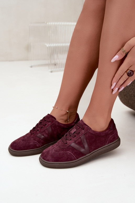 Cariva bordeaux Leder- und Veloursleder-Sneaker