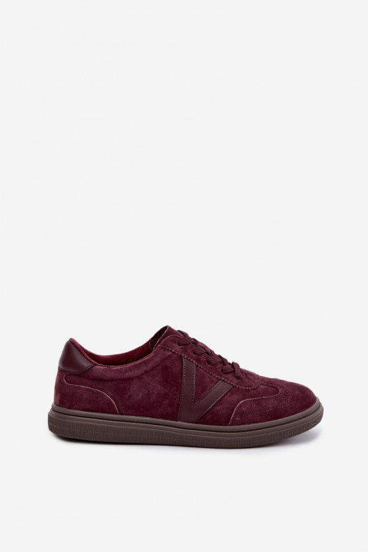 Cariva bordeaux Leder- und Veloursleder-Sneaker
