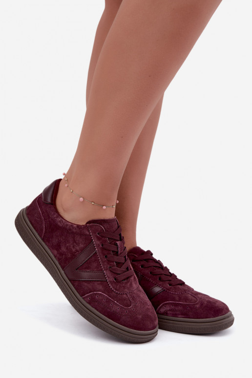 Cariva bordeaux Leder- und Veloursleder-Sneaker