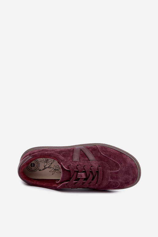 Cariva bordeaux Leder- und Veloursleder-Sneaker