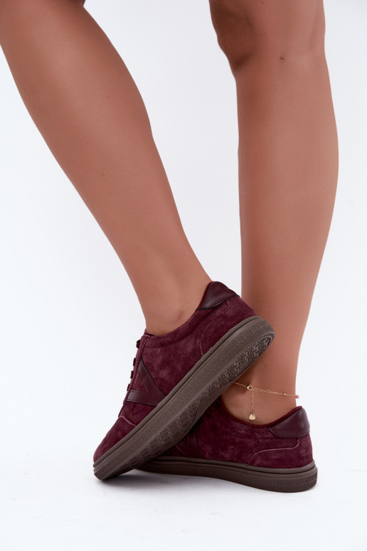 Cariva bordeaux Leder- und Veloursleder-Sneaker