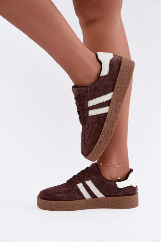 Bellmont schokoladen- und weiße Kunstveloursleder-Sneaker