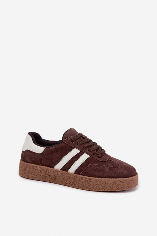 Bellmont schokoladen- und weiße Kunstveloursleder-Sneaker