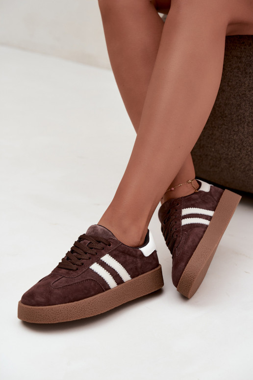 Bellmont schokoladen- und weiße Kunstveloursleder-Sneaker