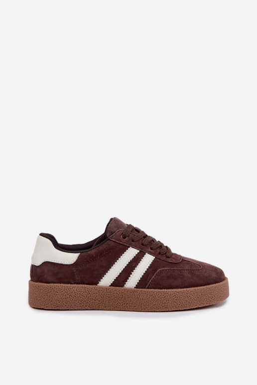 Bellmont schokoladen- und weiße Kunstveloursleder-Sneaker