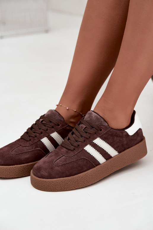 Bellmont schokoladen- und weiße Kunstveloursleder-Sneaker