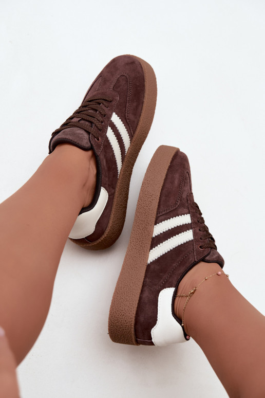 Bellmont schokoladen- und weiße Kunstveloursleder-Sneaker