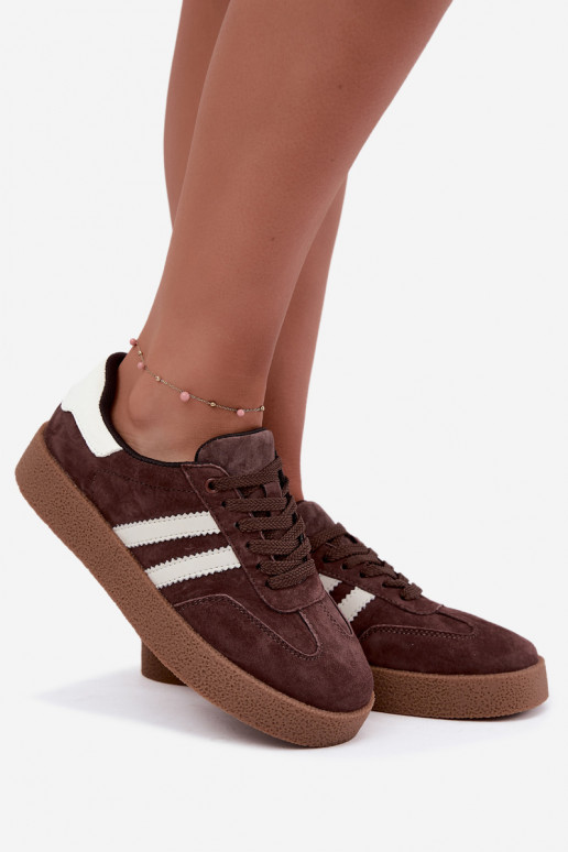 Bellmont schokoladen- und weiße Kunstveloursleder-Sneaker