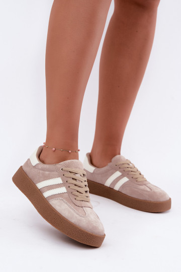 Bellmont sandfarbene Kunstveloursleder-Sneaker