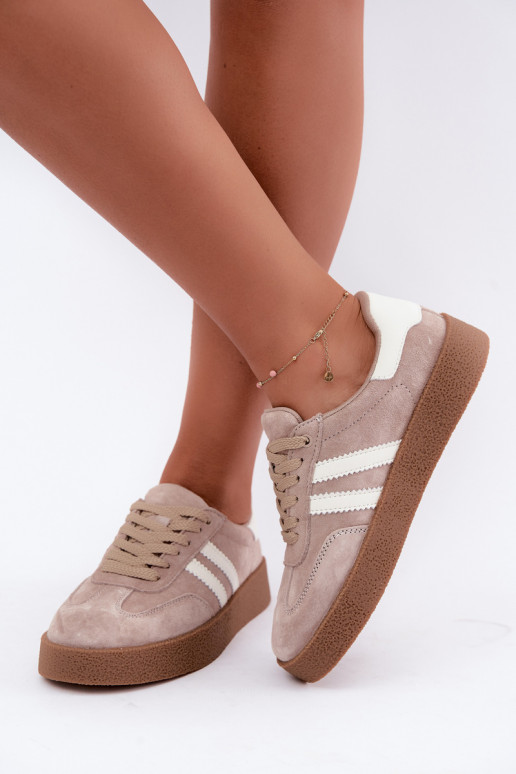 Bellmont sandfarbene Kunstveloursleder-Sneaker