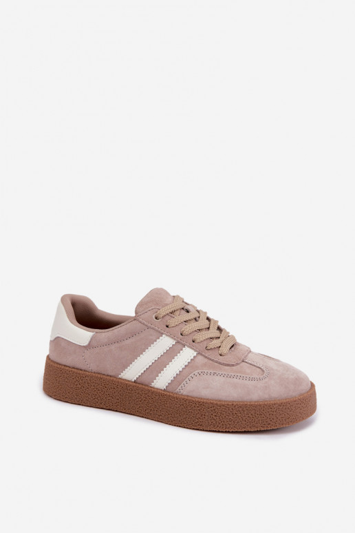 Bellmont sandfarbene Kunstveloursleder-Sneaker