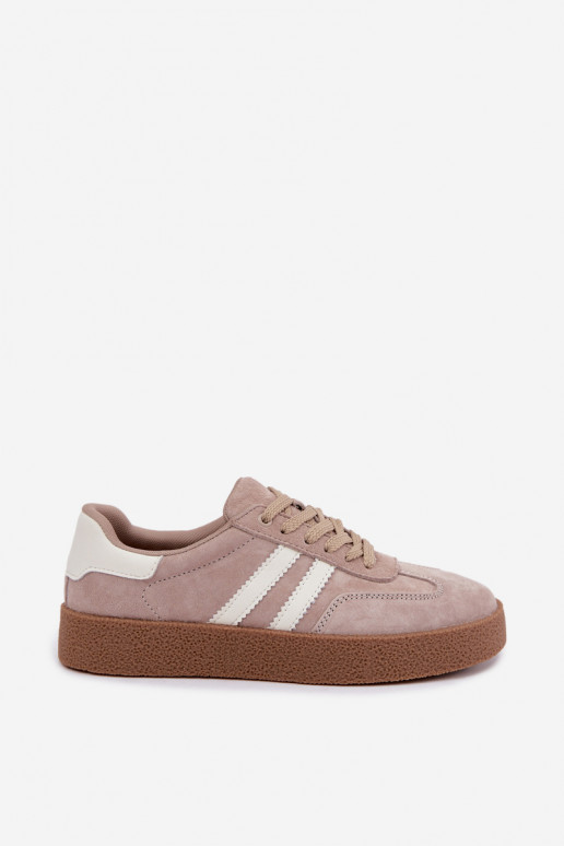 Bellmont sandfarbene Kunstveloursleder-Sneaker
