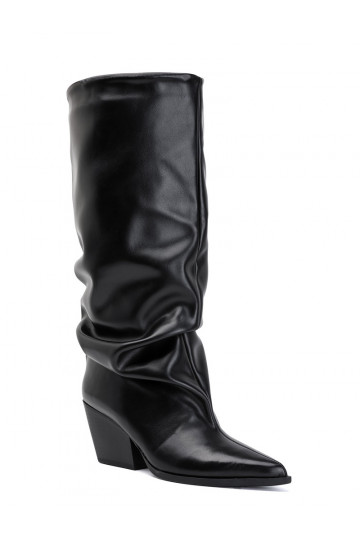 Damen kniehohe Stiefel mit gebogenem Obermaterial und Absätzen in schwarzer Farbe Durela 2