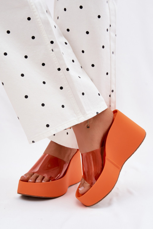 Orange Damen-Slipper mit transparenten Riemen Zolretia