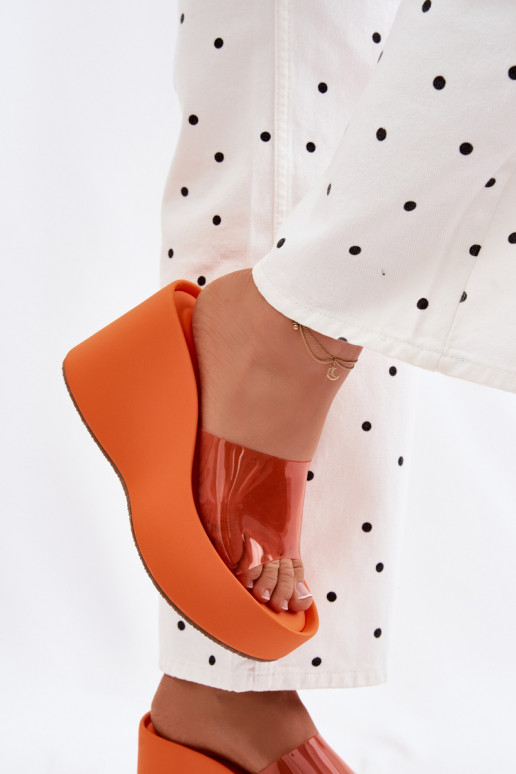 Orange Damen-Slipper mit transparenten Riemen Zolretia