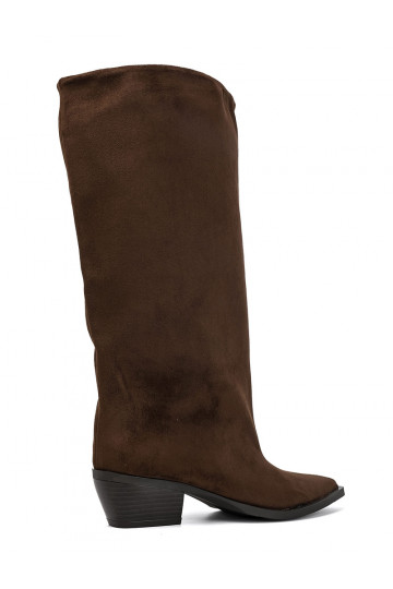 Stiefeletten mit Absatz aus braunem Kunstveloursleder Casella 2