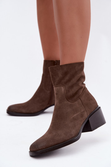 Damen Stiefeletten aus braunem Veloursleder Iveris