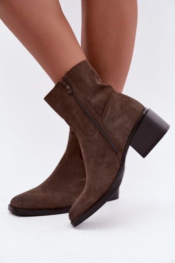 Damen Stiefeletten aus braunem Veloursleder Iveris 2