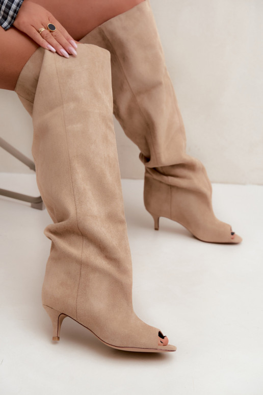 Stiefel mit hohem Schaft und offenen Zehen in Sand Henya