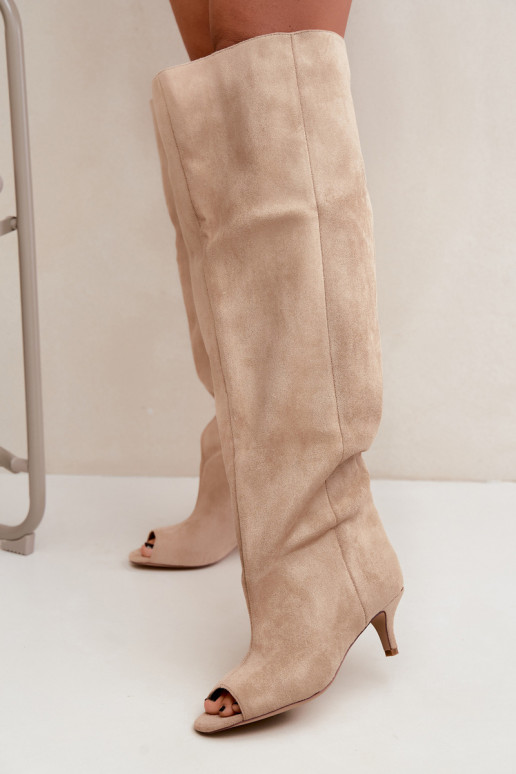 Stiefel mit hohem Schaft und offenen Zehen in Sand Henya